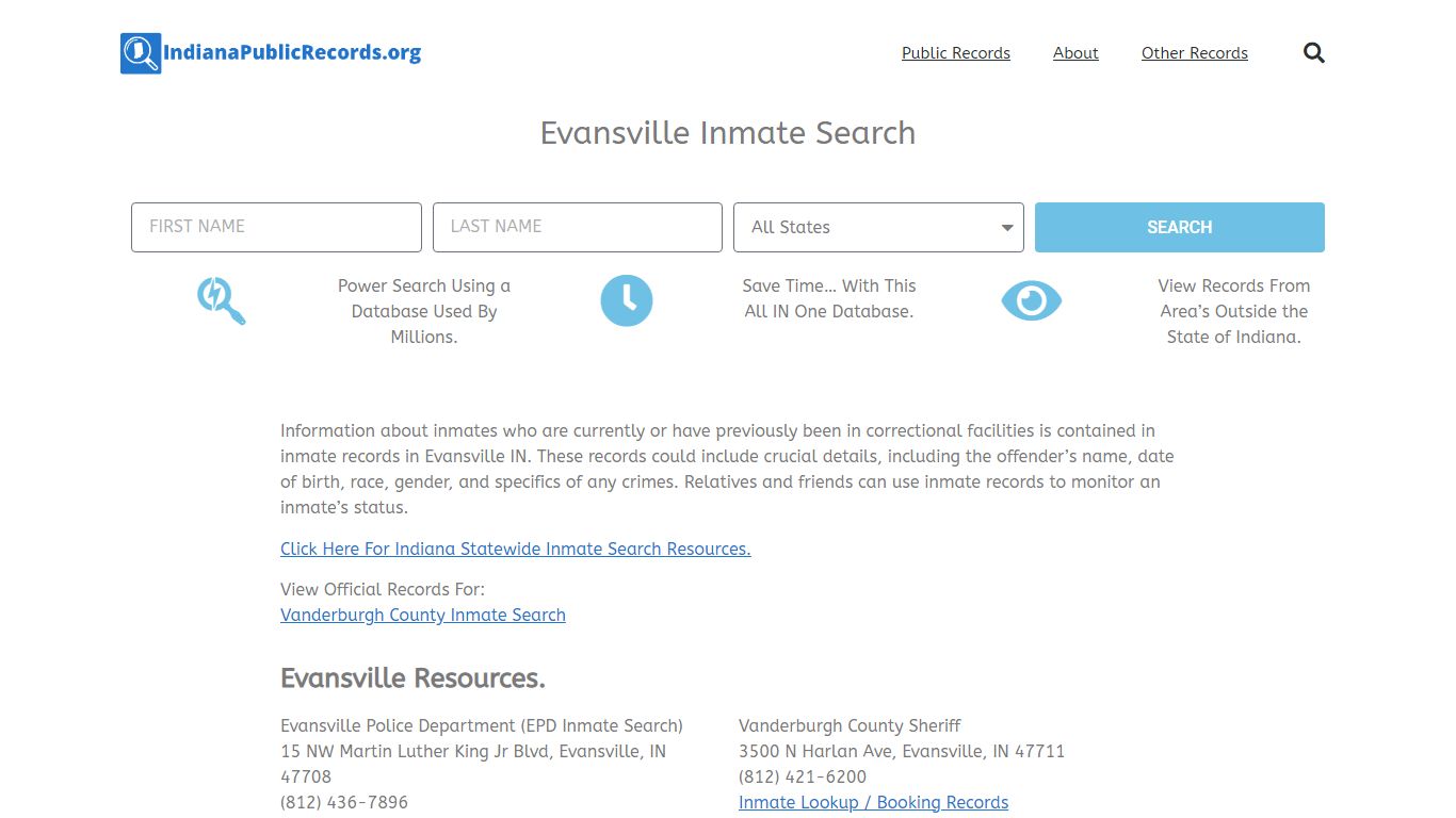 Evansville Inmate Search - EPD IN Current & Past Jail Records